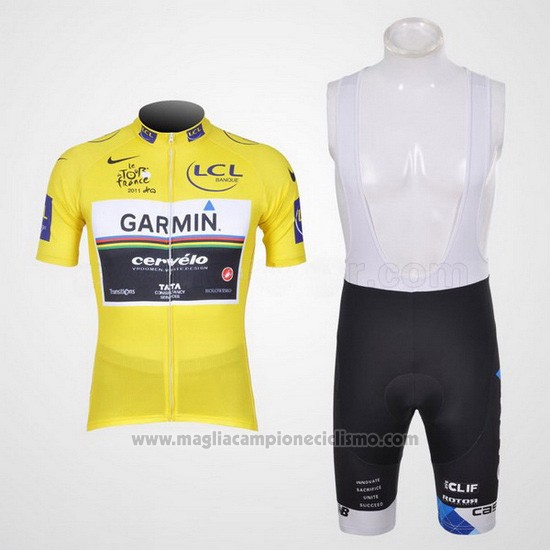 2011 Abbigliamento Ciclismo Garmin Lider Giallo Manica Corta e Salopette